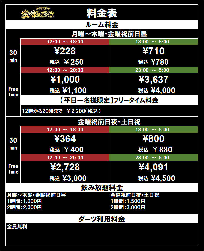新宿のまねきねこ料金表完全版！朝うたやフリータイム最安攻略