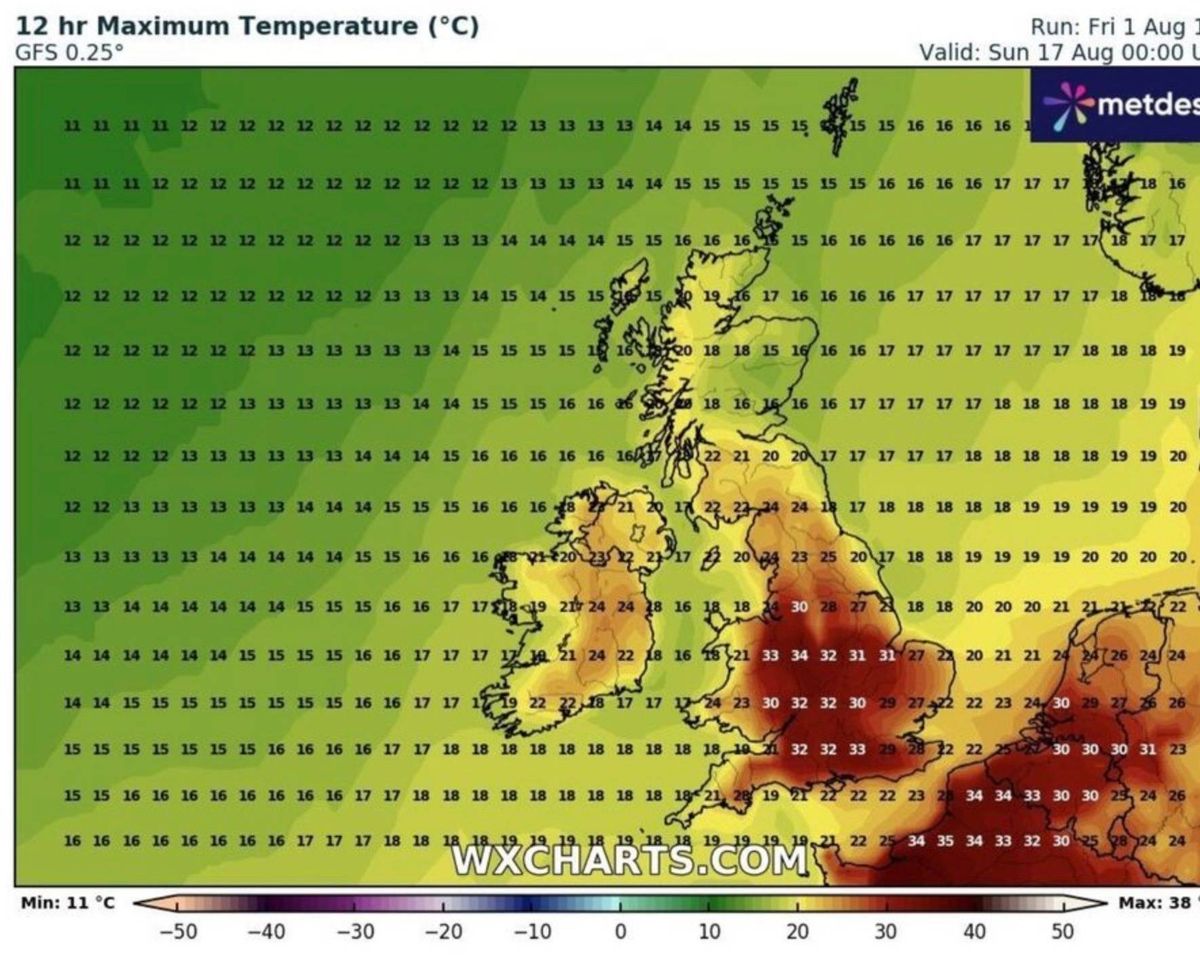 Uk Heatwave Predicted with Temperatures Reaching 37C in Mid-August