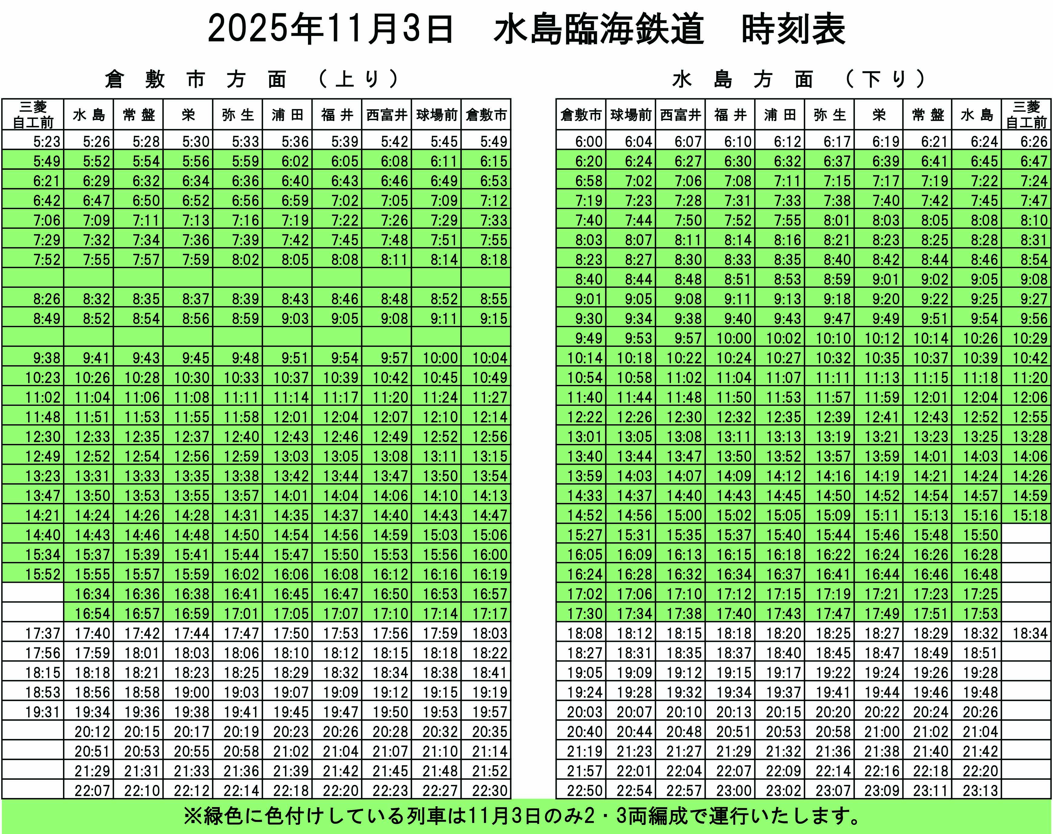 水島臨海鉄道2026最新時刻表！土日祝ダイヤの罠と乗り換え時間を徹底解説