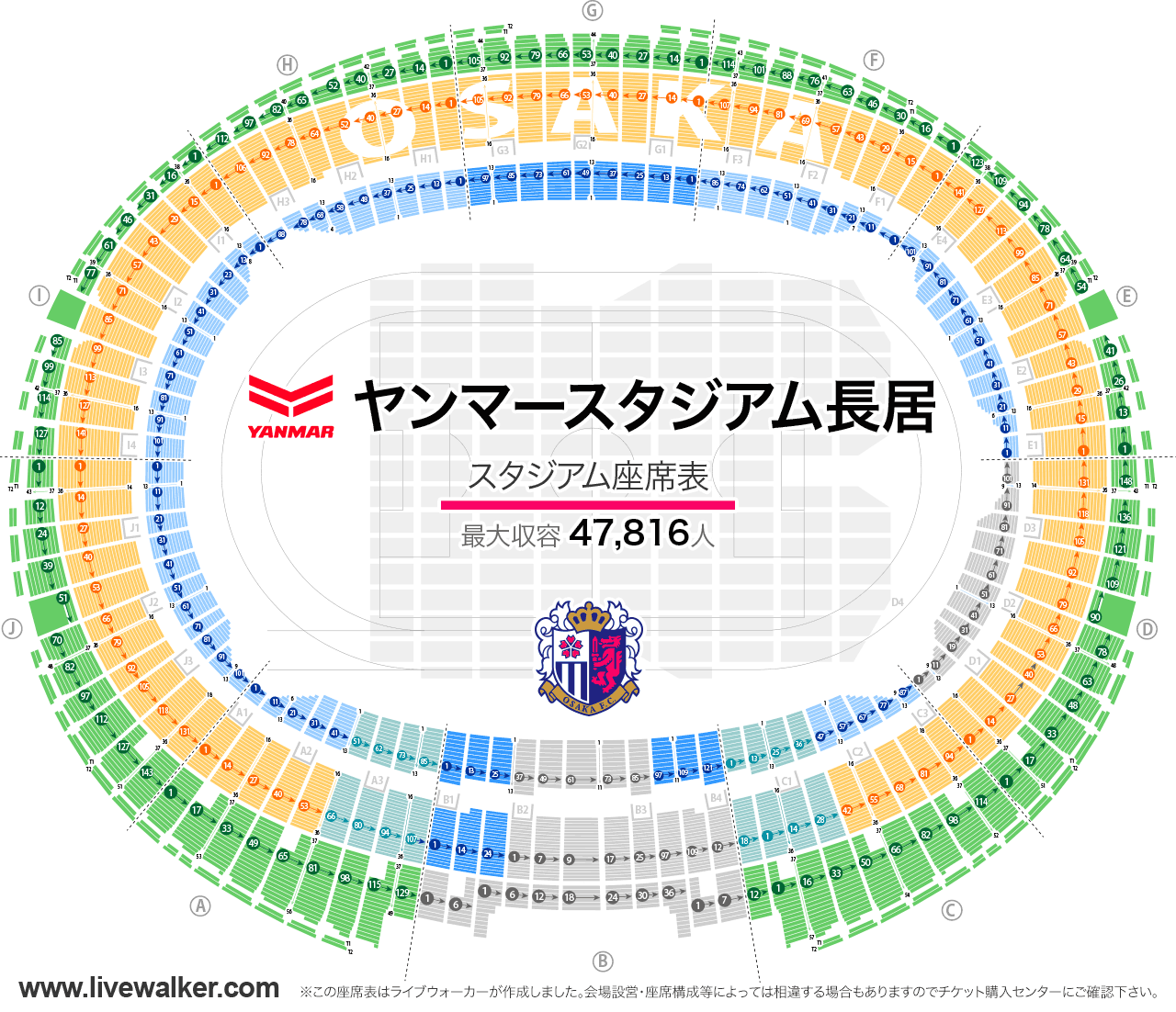 ヤンマースタジアム長居のキャパ完全解剖！ライブと座席見え方2026