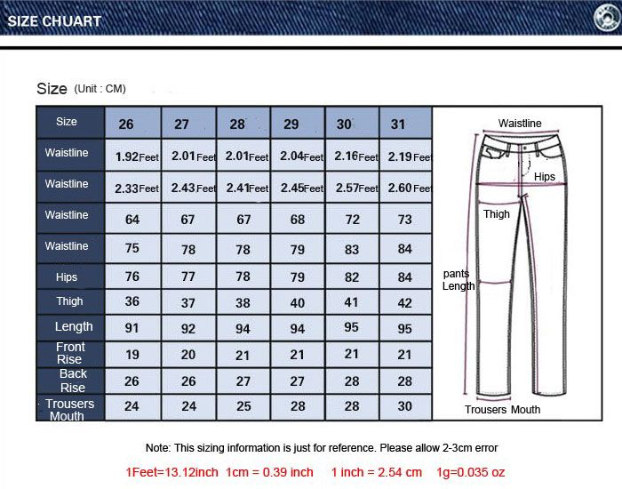 Size Pants Conversion Chart