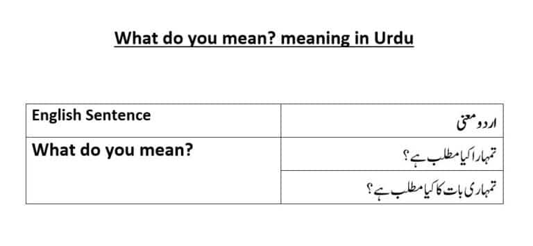 What Do Meaning in Urdu