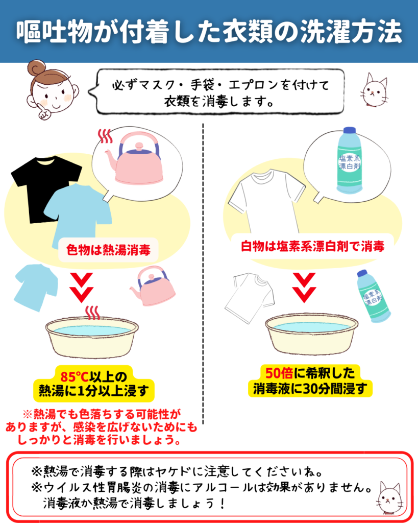 【プロ解説】吐瀉物の正しい洗濯と消毒｜ノロ感染を防ぐ応急処置法