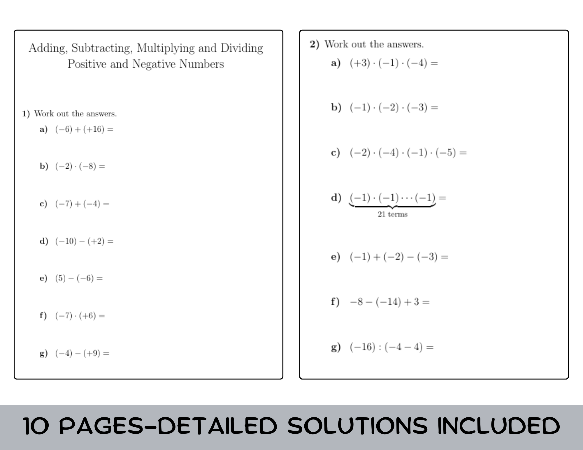 Multiply Divide Add Subtract Integers Worksheet