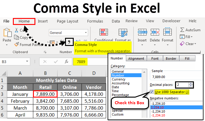 How to Apply Comma Style in Excel