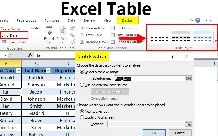 How Make Table in Excel