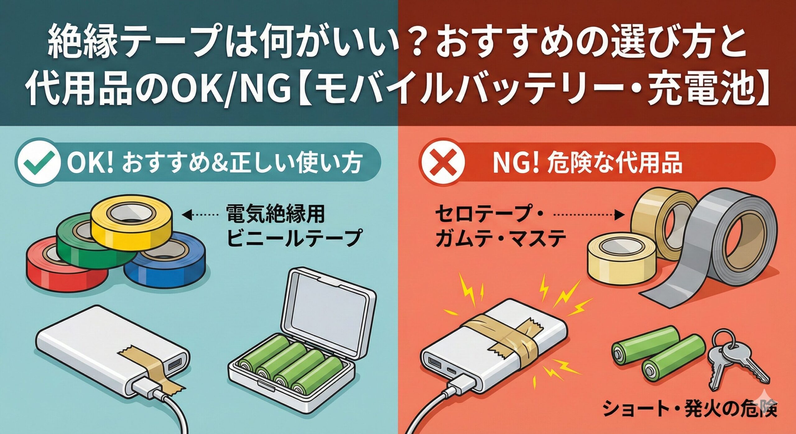 ビニールテープと絶縁テープの違いとは？代用発火の危険性とJis規格