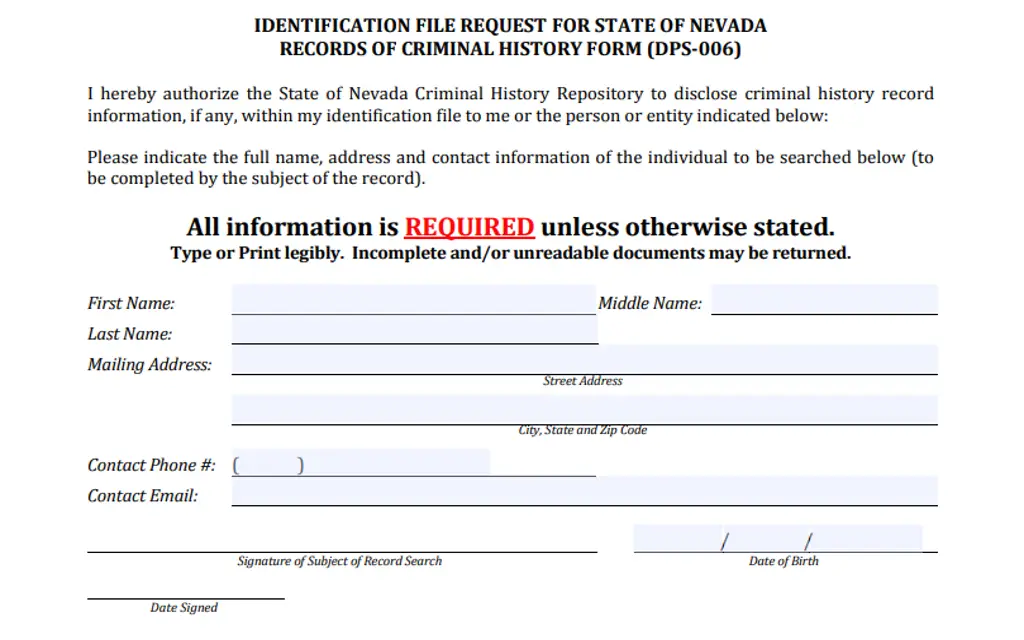 Nevada Repository Criminal Records
