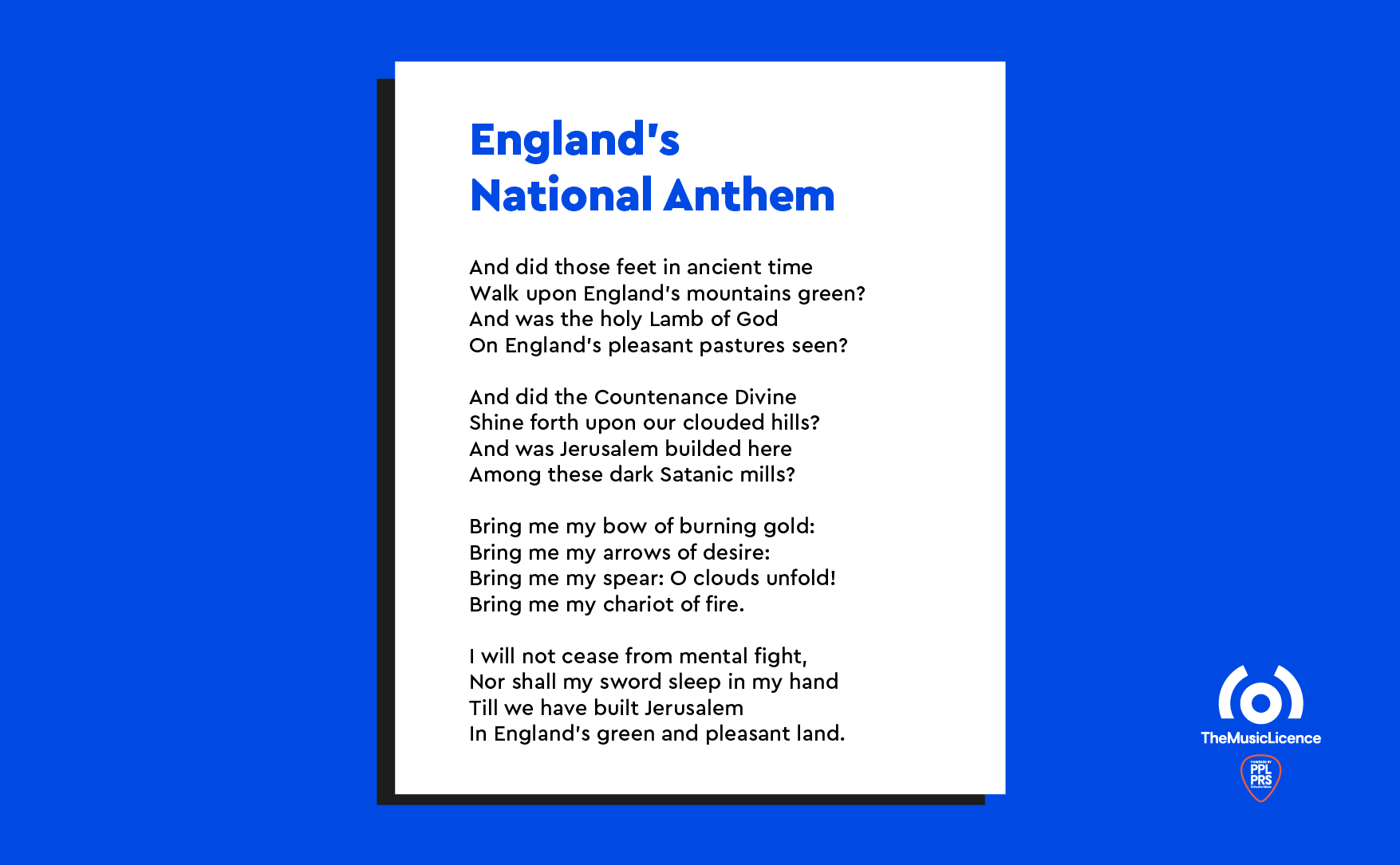 Words to the England National Anthem