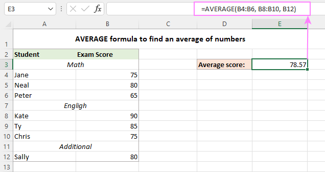 Average Calculate in Excel