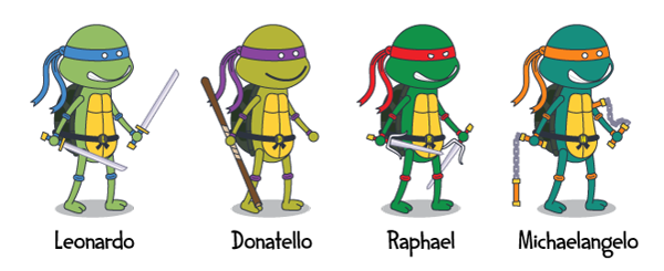 4 Teenage Mutant Ninja Turtles Names