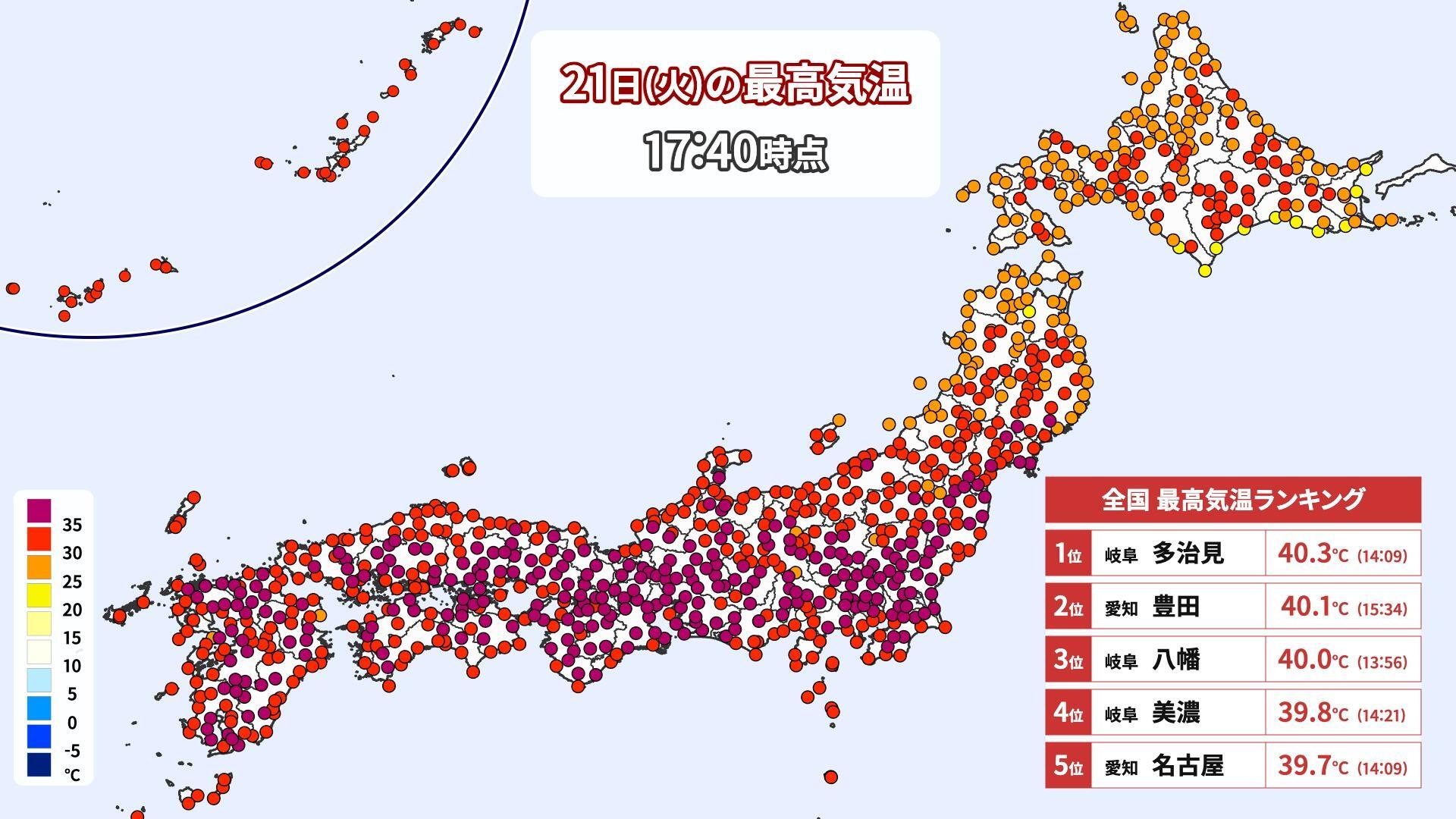 今日の全国最高気温はどこで何度？40度超えの猛暑地点ランキング【速報】