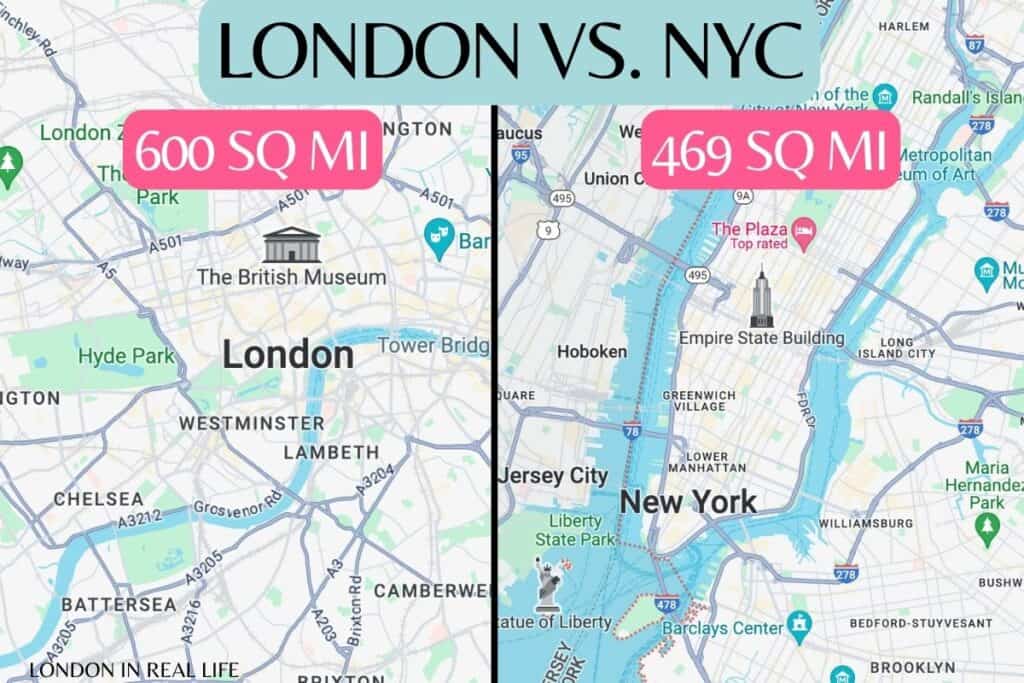 How Big Is New York Compared to London