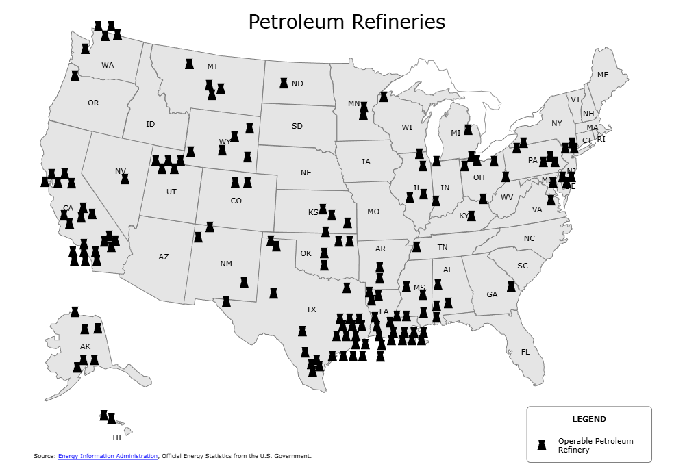 Petroleum Refineries in Usa