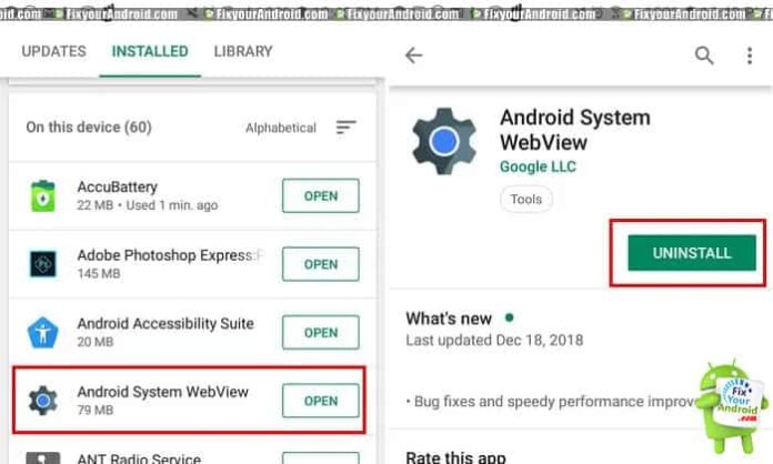 How to Uninstall Android System Webview