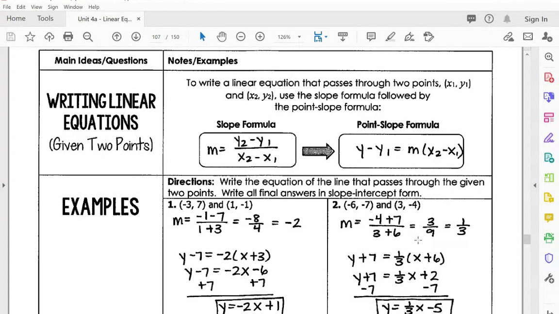 Faceing Math Lesson 14 Linear Equations Answer Key