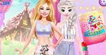 Barbie and Elsa in Candyland